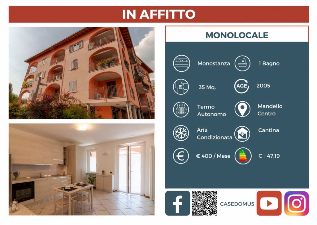 Affitto Appartamenti Mandello - Appartamento monolocale in affitto in centro a Mandello Località Centrale / Lago